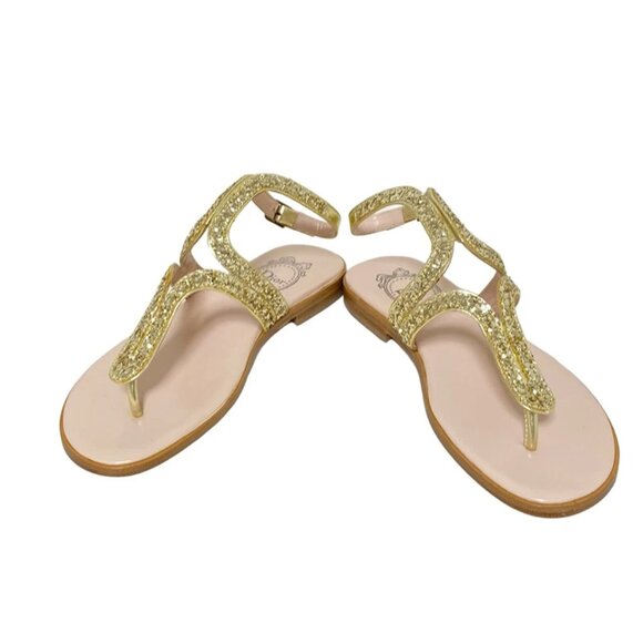 DIOR/ChristianDior - Gold Leather Glitter Women's Sandals 325-050925 - Picture 2 of 6